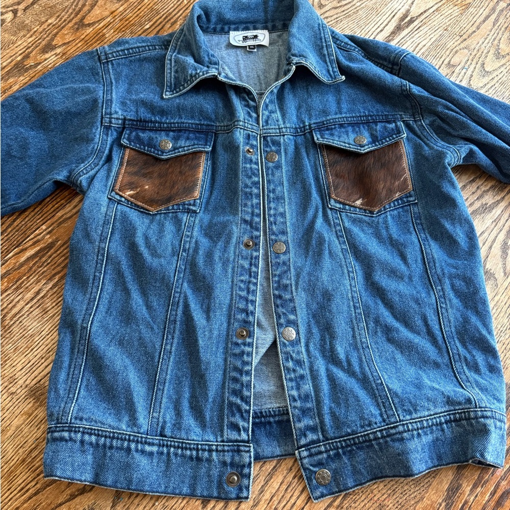 Denim Jacket with Brown Accents